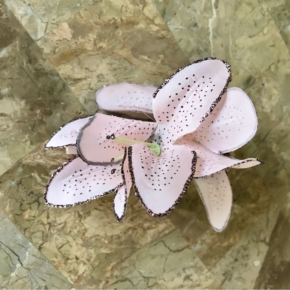 š„Pink Orchids Hair Clip Barrette Pink/Greenā - Picture 3 of 11